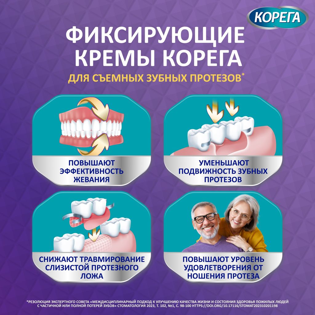 Корега Максимальная фиксация + прилегание, крем для фиксации зубных протезов, 40 г, 1 шт.